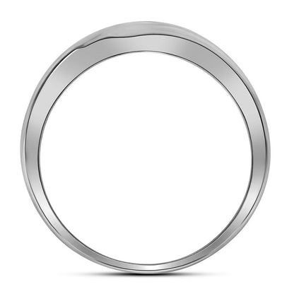 14k White Gold Round Diamond Diagonal Double Row Wedding Band 1/3 Cttw