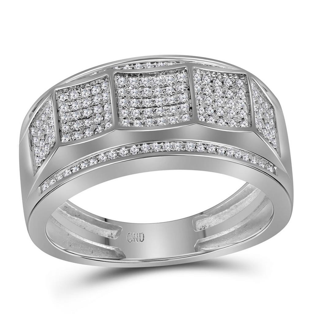 14k White Gold Round Diamond Band Ring 1/3 Cttw