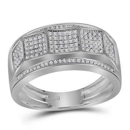 14k White Gold Round Diamond Band Ring 1/3 Cttw