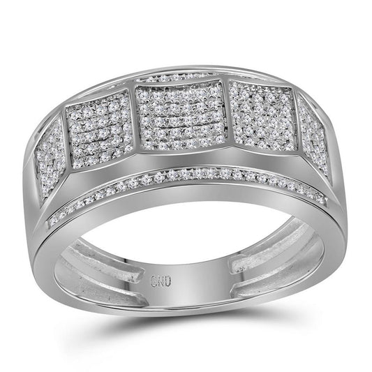 14k White Gold Round Diamond Band Ring 1/3 Cttw