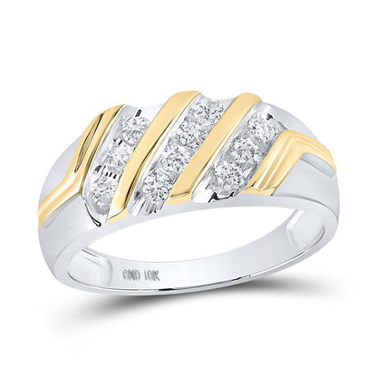 14k White Gold Round Diamond Wedding Triple Row Band Ring 1/2 Cttw