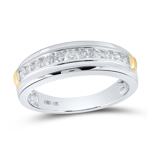 14k White Gold Round Diamond Wedding Band Ring 1/2 Cttw