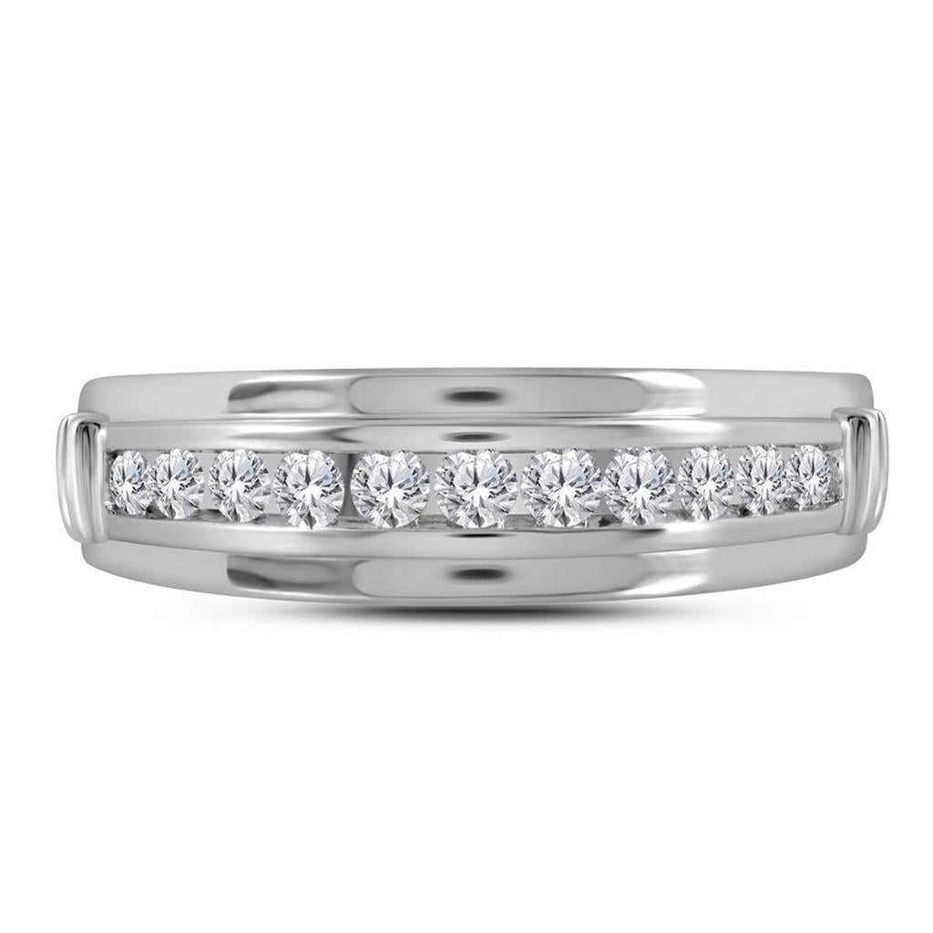 14k White Gold Round Diamond Wedding Band Ring 1/2 Cttw