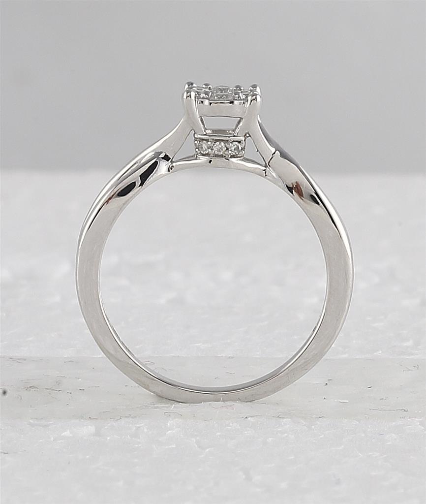 14k White Gold Round Diamond Twist Bridal Wedding Ring Set 1/3 Cttw