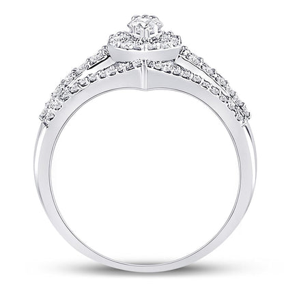 14k White Gold Round Diamond Cluster Bridal Engagement Ring 7/8 Cttw