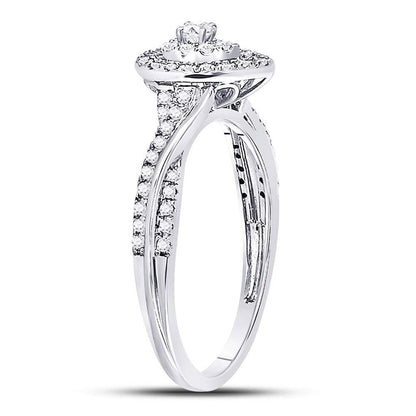 14k White Gold Round Diamond Teardrop Cluster Bridal Engagement Ring 1/4 Cttw