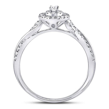 14k White Gold Round Diamond Teardrop Cluster Bridal Engagement Ring 1/4 Cttw