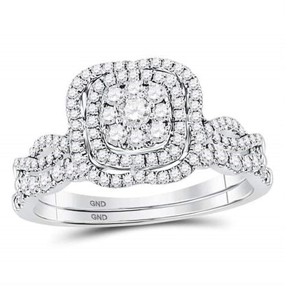 14k White Gold Round Diamond Bridal Wedding Ring Set 5/8 Cttw