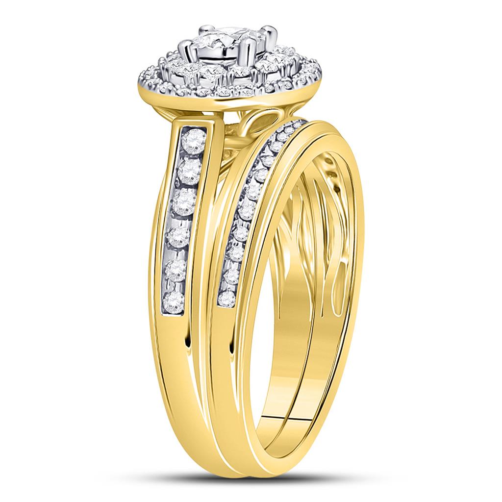 14k Yellow Gold Round Diamond Bridal Wedding Ring Set 1/2 Cttw