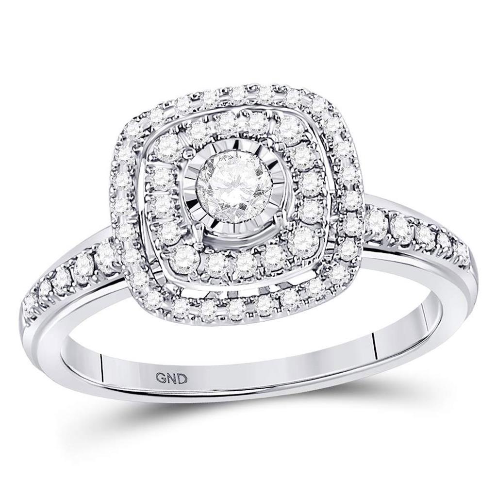 14k White Gold Round Diamond Solitaire Bridal Engagement Ring 1/2 Cttw