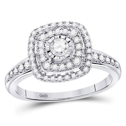 14k White Gold Round Diamond Solitaire Bridal Engagement Ring 1/2 Cttw