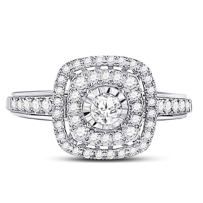 14k White Gold Round Diamond Solitaire Bridal Engagement Ring 1/2 Cttw