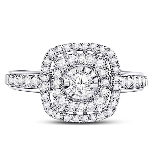 14k White Gold Round Diamond Solitaire Bridal Engagement Ring 1/2 Cttw