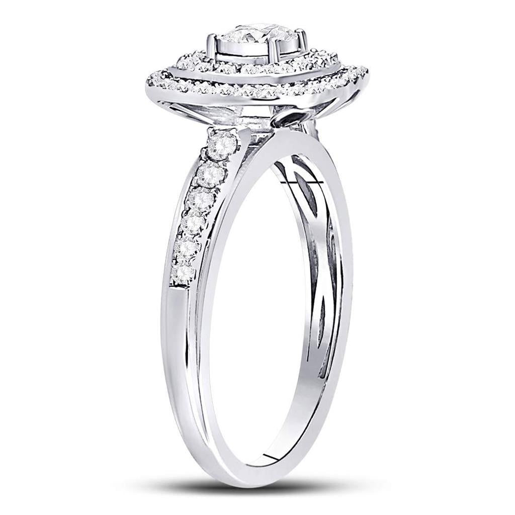14k White Gold Round Diamond Solitaire Bridal Engagement Ring 1/2 Cttw