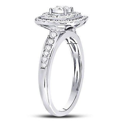 14k White Gold Round Diamond Solitaire Bridal Engagement Ring 1/2 Cttw