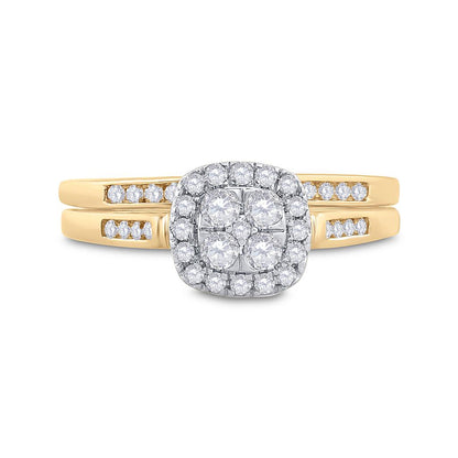 14k Yellow Gold Diamond Bridal Wedding Ring Set 1/2 Cttw