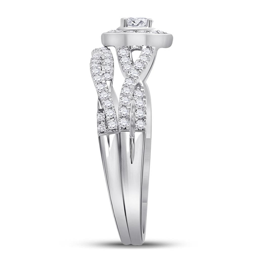 14k White Gold Round Diamond Bridal Wedding Ring Set 1/2 Cttw