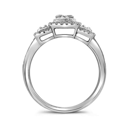 14k White Gold Round Diamond Bridal Wedding Ring Set 1/2 Cttw