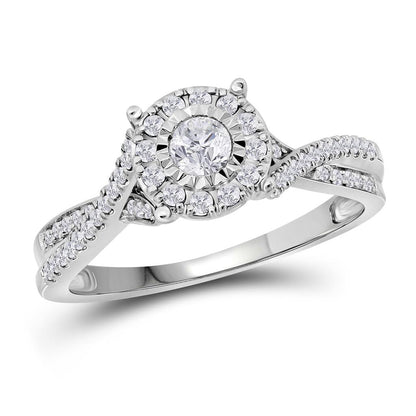 14k White Gold Round Diamond Solitaire Bridal Engagement Ring 1/3 Cttw (Certified)