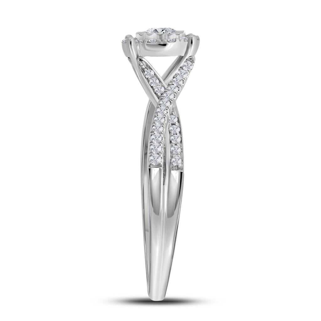 14k White Gold Round Diamond Solitaire Bridal Engagement Ring 1/3 Cttw (Certified)