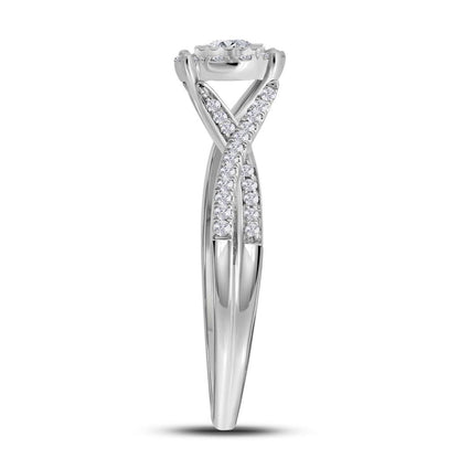 14k White Gold Round Diamond Solitaire Bridal Engagement Ring 1/3 Cttw (Certified)