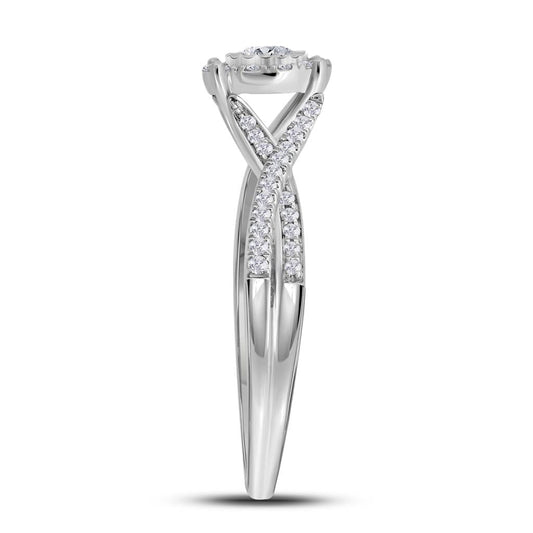 14k White Gold Round Diamond Solitaire Bridal Engagement Ring 1/3 Cttw (Certified)