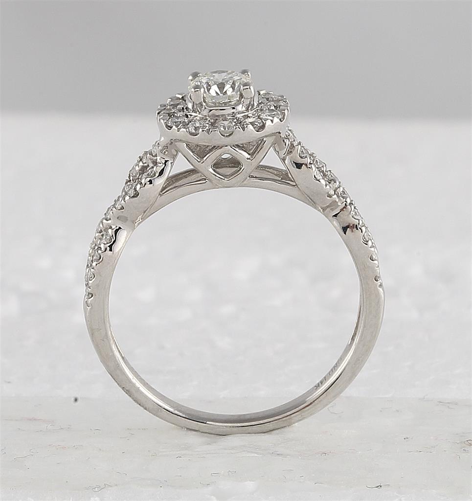 14k White Gold Round Diamond Bridal Wedding Ring Set 1 Cttw (Certified)