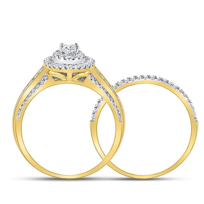 14k Yellow Gold Round Diamond Bridal Wedding Ring Set 1 Cttw (Certified)