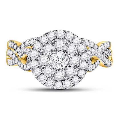 14k Yellow Gold Round Diamond Bridal Wedding Ring Set 1 Cttw