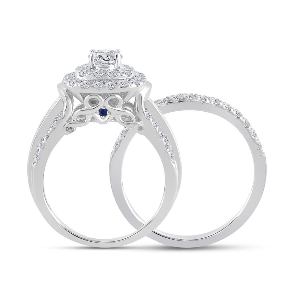 14k White Gold Round Diamond Bridal Wedding Ring Set 2 Cttw (Certified)