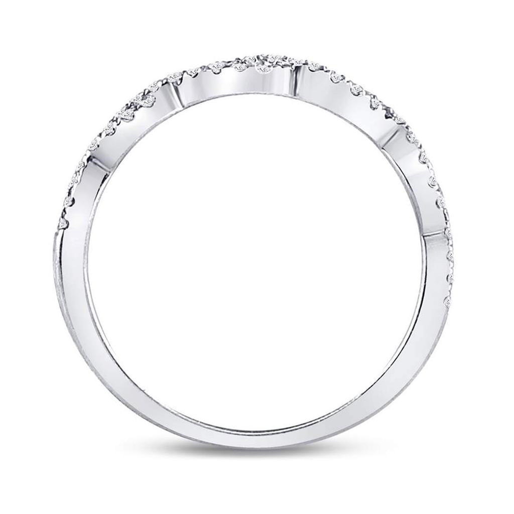 14k White Gold Round Diamond Twist Stackable Band Ring 1/4 Cttw