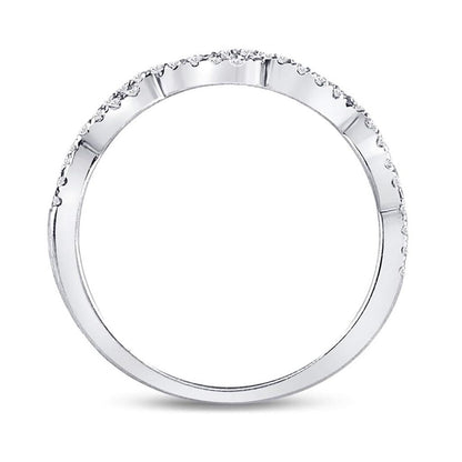 14k White Gold Round Diamond Woven Twist Stackable Band Ring 1/4 Cttw
