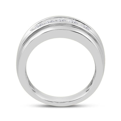 14k White Gold Round Diamond Wedding Band 1/2 Cttw