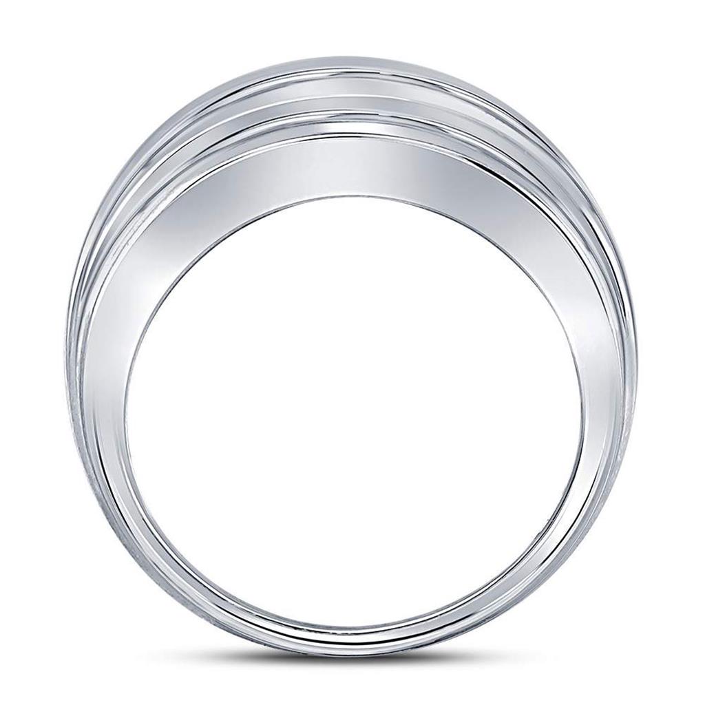 14k White Gold Round Black Diamond Band Ring 1/2 Cttw