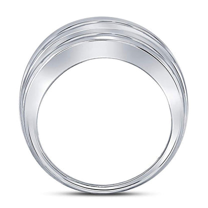14k White Gold Round Black Diamond Band Ring 1/2 Cttw