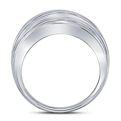 14k White Gold Round Black Diamond Band Ring 1/2 Cttw