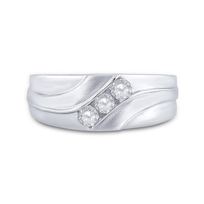 14k White Gold Round Diamond Wedding Band Ring 1/3 Cttw