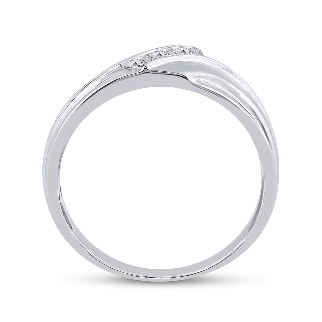14k White Gold Round Diamond Wedding Band Ring 1/3 Cttw