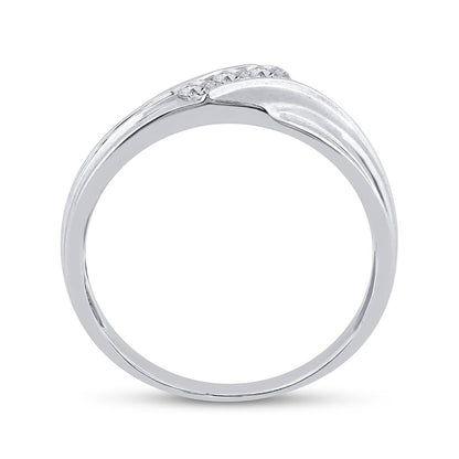 14k White Gold Round Diamond Wedding Band Ring 1/3 Cttw