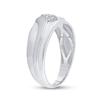 14k White Gold Round Diamond Wedding Band Ring 1/3 Cttw