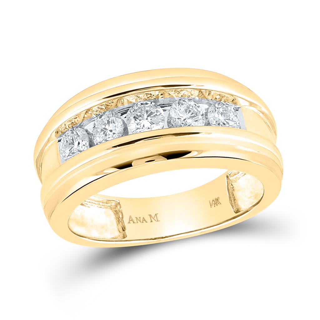 14k White Gold Round Black Diamond Band Ring 1 Cttw