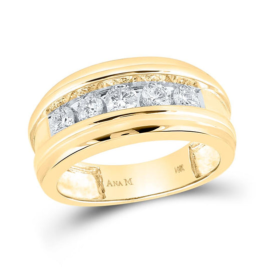 14k White Gold Round Black Diamond Band Ring 1 Cttw