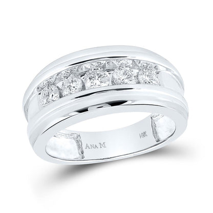 14k White Gold Round Black Diamond Band Ring 1 Cttw