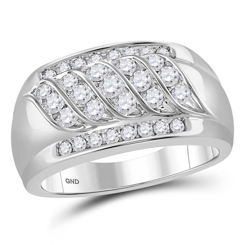 14k White Gold Round Diamond Wedding Band Ring 1 Cttw