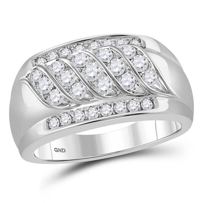 14k White Gold Round Diamond Wedding Band Ring 1 Cttw