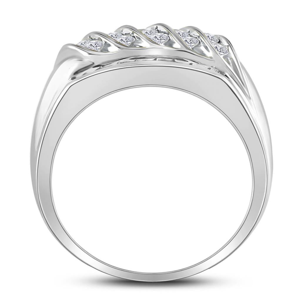 14k White Gold Round Diamond Wedding Band Ring 1 Cttw