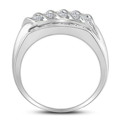 14k White Gold Round Diamond Wedding Band Ring 1 Cttw