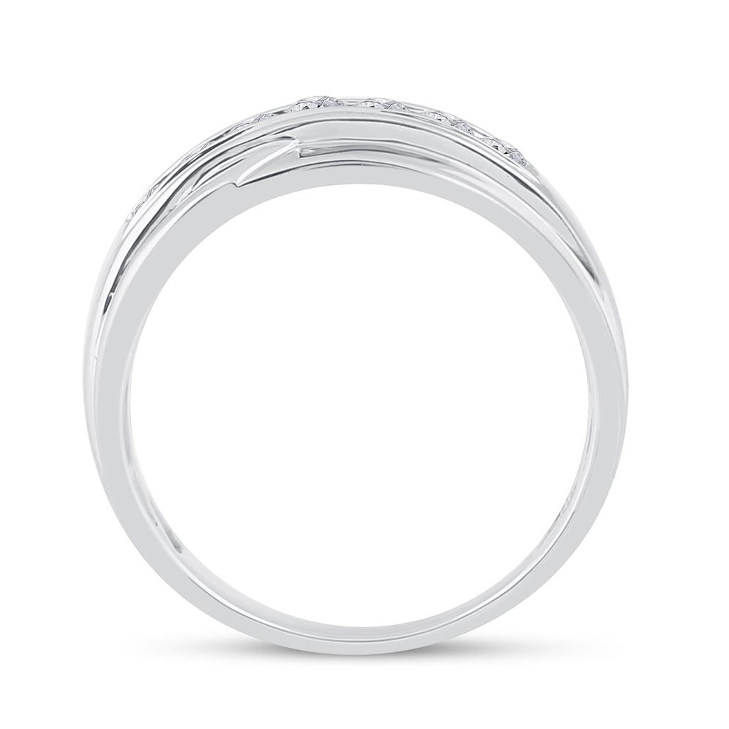 14k White Gold Round Diamond Wedding Single Row Band Ring 1/2 Cttw