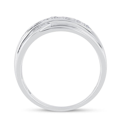 14k White Gold Round Diamond Wedding Single Row Band Ring 1/2 Cttw