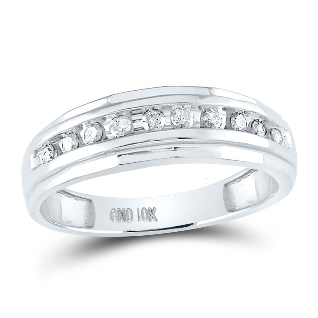 14k White Gold Round Diamond Wedding Band Ring 1/4 Cttw